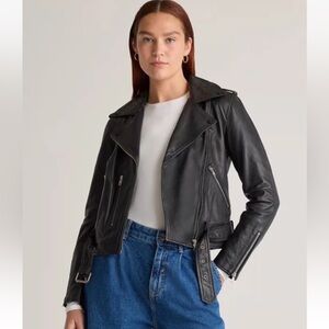 Quince 100% Leather Motorcycle Jacket Black Classic Size Women's XS NWT